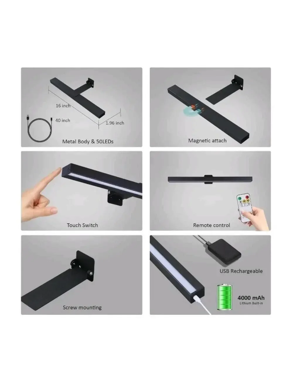 Wireless LED Picture Light 16in with Remote,Dimmable and Timer Picture Lights...